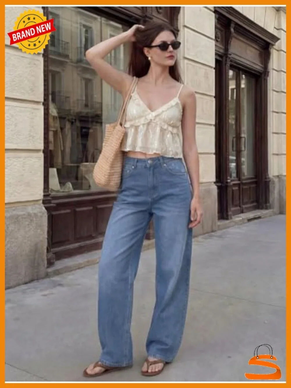 High Waisted Barrel Jeans Wide Leg Stretchy Baggy Denim Pants